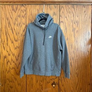 Nike Gray Pullover Hoodie Men’s Large Classic Swoosh Sweatshirt
